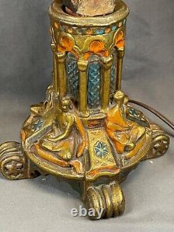 Antique Galvano P. Mori Heavy Bronze Pedestal Oil Lamp Base Electrified