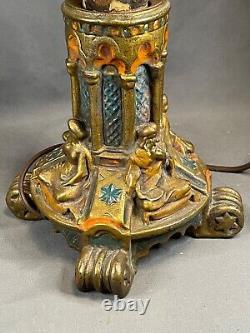 Antique Galvano P. Mori Heavy Bronze Pedestal Oil Lamp Base Electrified