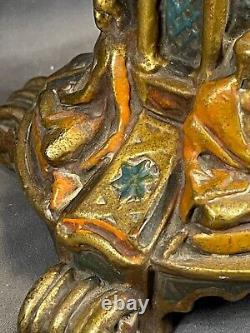 Antique Galvano P. Mori Heavy Bronze Pedestal Oil Lamp Base Electrified