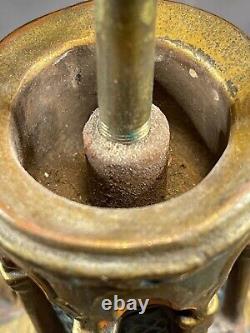 Antique Galvano P. Mori Heavy Bronze Pedestal Oil Lamp Base Electrified