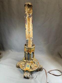 Antique Galvano P. Mori Heavy Bronze Pedestal Oil Lamp Base Electrified