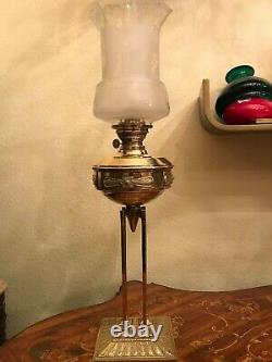 Antique German Brass Kerosene Oil Lamp