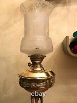 Antique German Brass Kerosene Oil Lamp