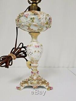 Antique German Dresden Porcelain Oil Lamp Converted