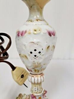 Antique German Dresden Porcelain Oil Lamp Converted