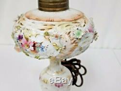 Antique German Dresden Porcelain Oil Lamp Converted