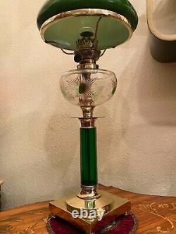 Antique German Green Oil Kerosene Lamp Original Brenner