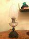 Antique German Metal Kerosene Oil Lamp Antique Glass Shade