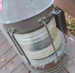 Antique Giant Brass/Copper Ship Anchor Lantern Lamp Nautical Oil Burner