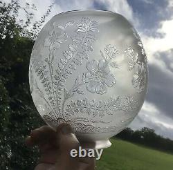 Antique Glass Gas Lamp Shade Small Oil Lamp Shade Floral