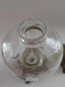 Antique Glass Oil Lamp On A Cast Metal Base & Ornate Collar