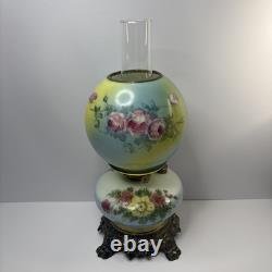 Antique Gone WithThe Wind P. & A. Co. Parlor Hurricane Oil Lamp Hand Painted 17H