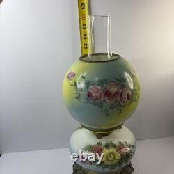 Antique Gone WithThe Wind P. & A. Co. Parlor Hurricane Oil Lamp Hand Painted 17H