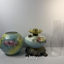 Antique Gone WithThe Wind P. & A. Co. Parlor Hurricane Oil Lamp Hand Painted 17H