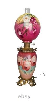 Antique Gone With The Wind 31 Fostoria Glass Oil Lamp Converted To Electric