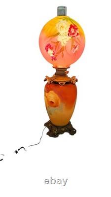 Antique Gone With The Wind 31 Fostoria Glass Oil Lamp Converted To Electric