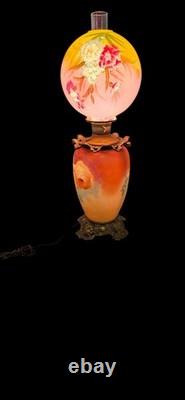 Antique Gone With The Wind 31 Fostoria Glass Oil Lamp Converted To Electric