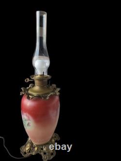 Antique Gone With The Wind 31 Fostoria Glass Oil Lamp Converted To Electric