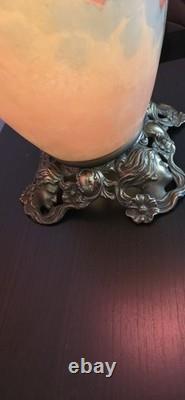 Antique Gone With The Wind 31 Fostoria Glass Oil Lamp Converted To Electric