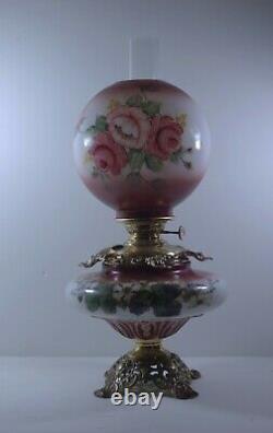 Antique Gone With The Wind Lamp Kerosene Oil Lamp Roses Success Pittsburgh