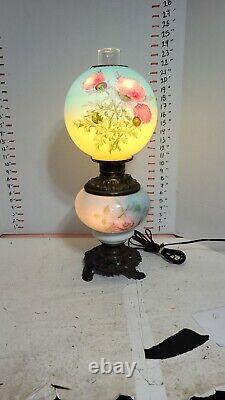 Antique Gone With The Wind Oil Lamp Brass PAINTED Original Cond