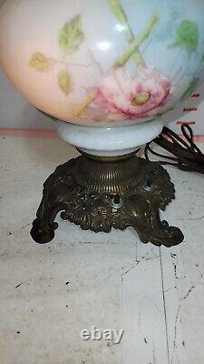 Antique Gone With The Wind Oil Lamp Brass PAINTED Original Cond