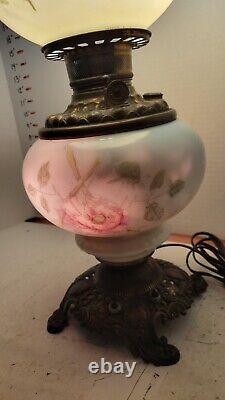 Antique Gone With The Wind Oil Lamp Brass PAINTED Original Cond