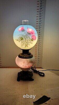 Antique Gone With The Wind Oil Lamp Brass PAINTED Original Cond