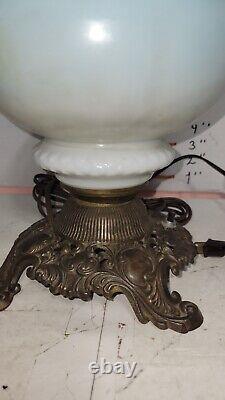 Antique Gone With The Wind Oil Lamp Brass PAINTED Original Cond