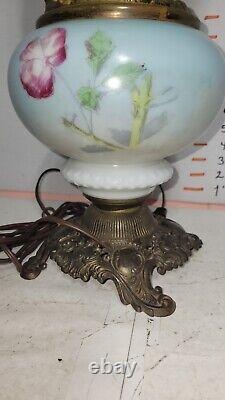 Antique Gone With The Wind Oil Lamp Brass PAINTED Original Cond