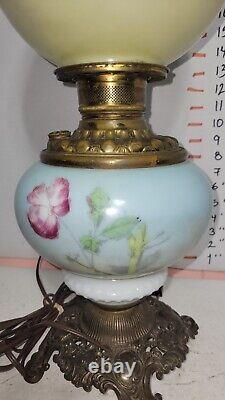 Antique Gone With The Wind Oil Lamp Brass PAINTED Original Cond