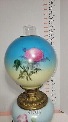 Antique Gone With The Wind Oil Lamp Brass PAINTED Original Cond