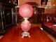 Antique Gone With The Wind Ruby Red Embossed Kerosene Lamp Still In Oil