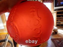 Antique Gone With The Wind Ruby Red Embossed Kerosene Lamp Still In Oil