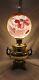 Antique Gone With The Wind electrified oil parlor lamp hand painted glo red pink