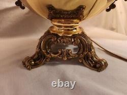 Antique Gone With The Wind electrified oil parlor lamp hand painted glo red pink