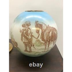 Antique Gone With the Wind Banquet Oil Lamp Rayo Horse and Colonial Shade