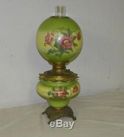 Antique Gone with the Wind Oil Kerosene Lamp Poppy Flower Decorations