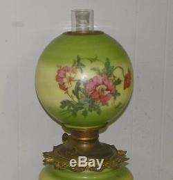 Antique Gone with the Wind Oil Kerosene Lamp Poppy Flower Decorations