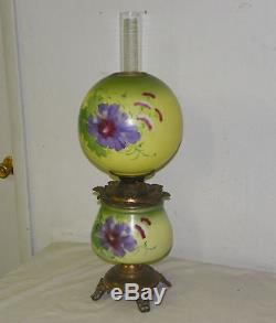 Antique Gone with the Wind Oil Lamp Poppy Flower Decor Non-Electric