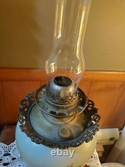 Antique Gone with the Wind Oil Lamp with ROSES- 10 Shade, 22 Tall