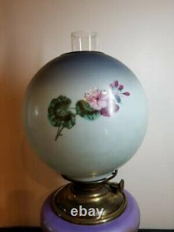 Antique Gone with the Wind Oil Parlor kerosene Lamp. RARE HAND PAINTED