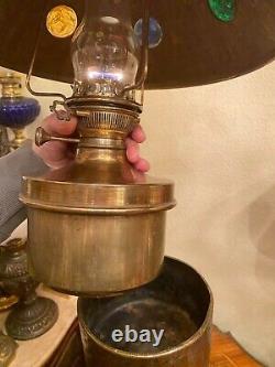 Antique Gorgeous German Handmade Iron Brass Copper Kerosene Oil Floor Lamp