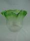 Antique Graduated Green Moulded Glass Fluted Tulip Oil Lamp Shade 4 Fitter