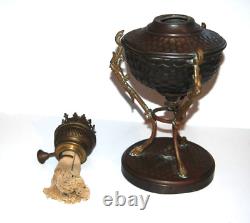 Antique Greek Mythology Themed Copper Bronze Oil Lamp with Matador brand burner
