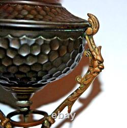 Antique Greek Mythology Themed Copper Bronze Oil Lamp with Matador brand burner
