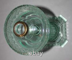 Antique Green Tinted Uranium Thousand Eye Oil Lamp For #2 Burner