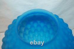 Antique Gwtw Ornate Faces Blue Satin Quilted Beaded Ball Shade Banquet Oil Lamp