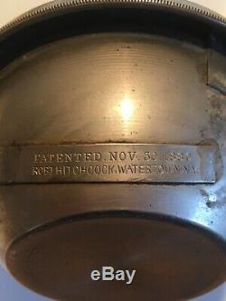 Antique HITCHCOCK Clockwork Mechanical Kerosene Oil Lamp 1880 unpolished runs