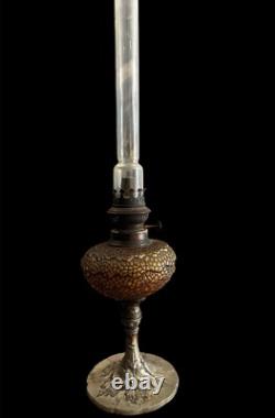 Antique Hand Blown Glass Oil Burner- A Franch Art Nouveau Depose